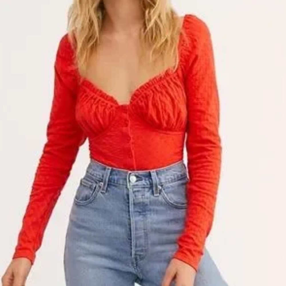 Free People Ladybug Long Sleeve Cropped Top Medium